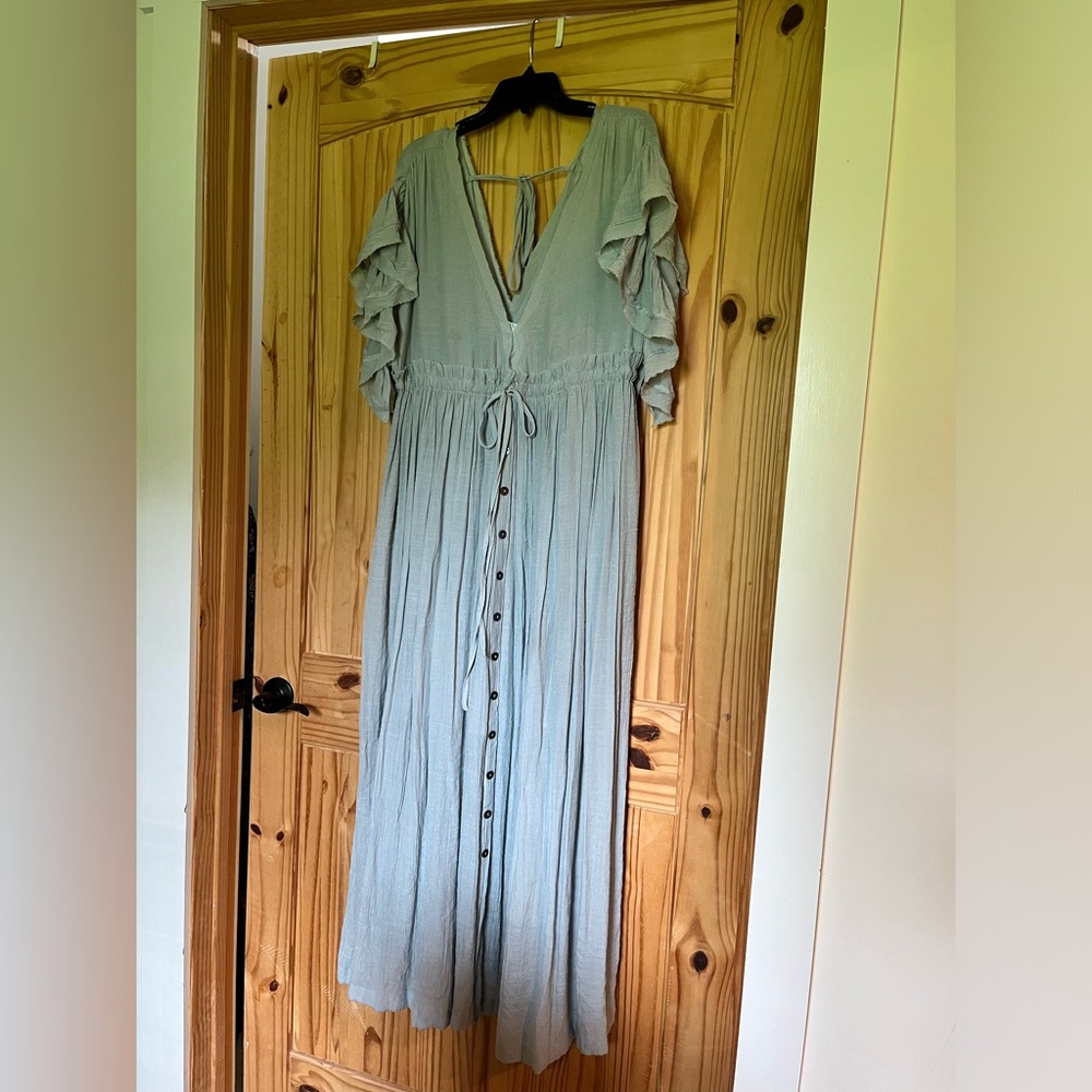 Ruffle Maxi Dress pinkblush look alike